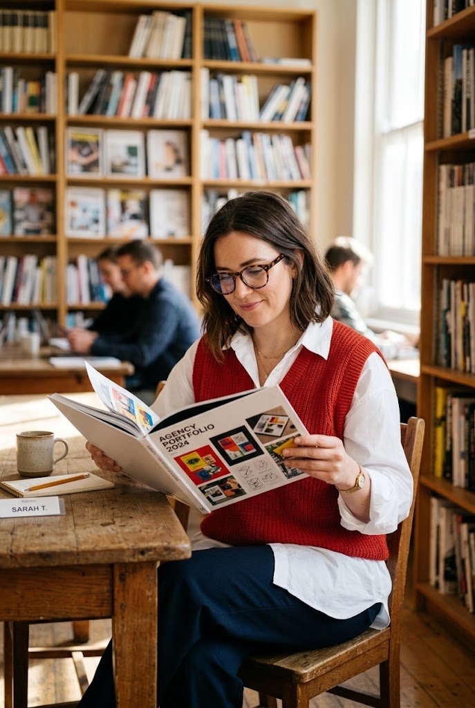 red-knit-vest-oversized-white-shirt-office